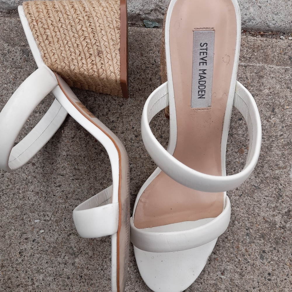 White Steve Madden Wedge Sandals, Sz 11M